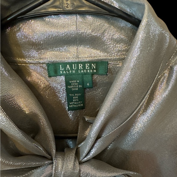 Ralph Lauren Shimmer Platinum Sleeveless Top NWT $129 Metallic 71% Silk - Picture 2 of 4